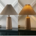 thumbnail image 6 of JONATHAN Y Arvid 20.5" Rustic Scandinavian Resin/Iron Lighthouse LED Table Lamp with Pleated Shade, Beige Wood Finish, JYL1146A, 6 of 7