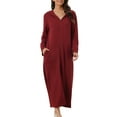thumbnail image 1 of INSPIRE CHIC Chemises de Nuit à Fermeture Éclair pour Femmes Longue Robe de Maison Manches Longues Chandail à Capuchon Tenue d'Intérieur avec Poches G Rouge, 1 of 6
