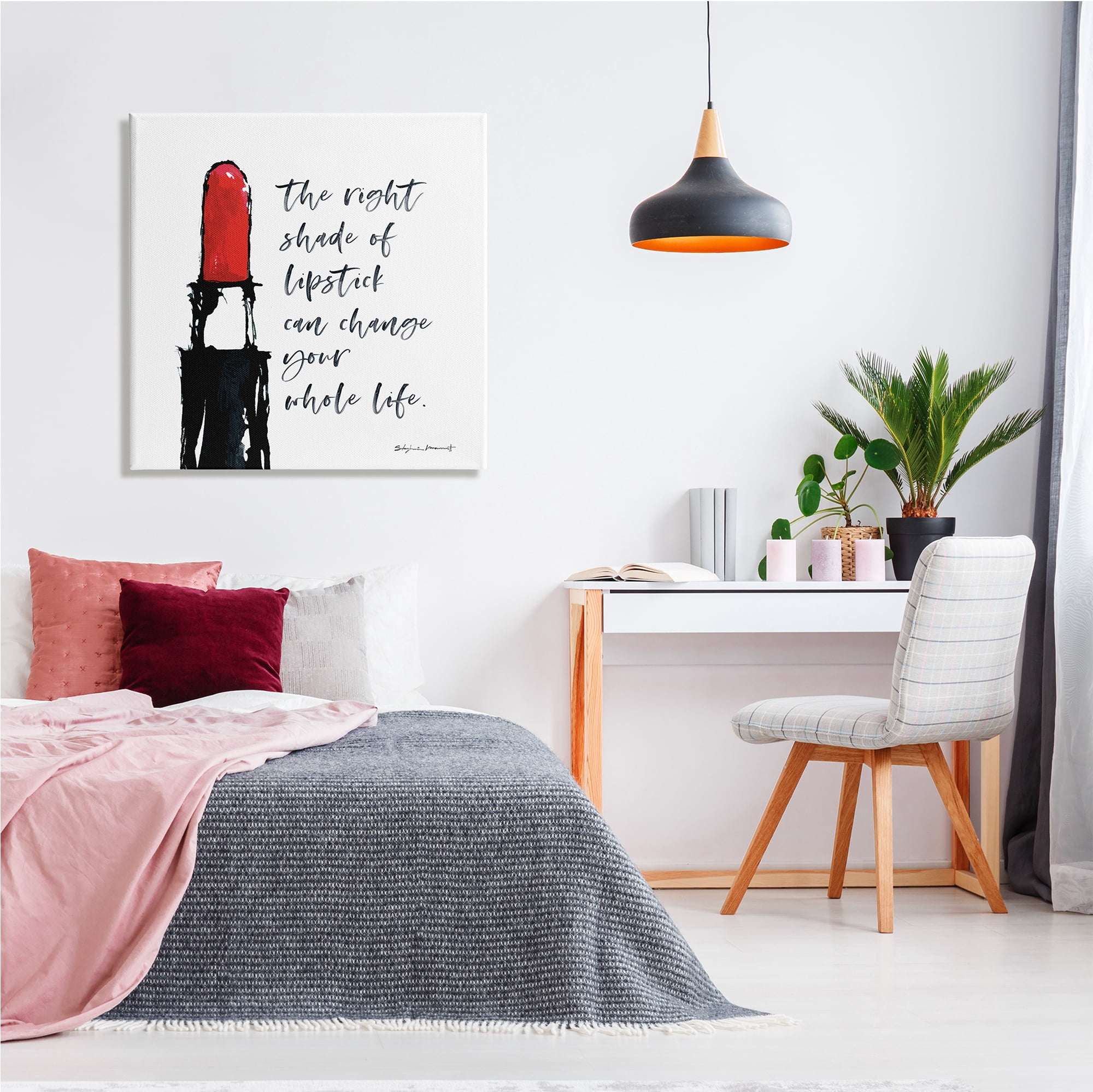 Stupell Industries Right Shade Lipstick Change Whole Life Fashion Phrase, 30 x 30, Design by Stephanie Workman Marrott