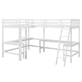 thumbnail image 3 of Bellemave L-Shaped Loft Bed with L-shaped Desk Twin Size Loft Bed with Desk for 2 Wood Corner Twin Beds with Ladder and Guardrails for Teens, No Box Spring Needed (White), 3 of 11