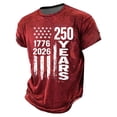 thumbnail image 3 of Boys 250 Anniversary USA Shirt Casual Fashion 250 Years America Shirt Short Sleeve Celebration Patriotic Flag American 250 Years 4th July 2026 T-Shirt(Brick Red,4-5 Years), 3 of 3