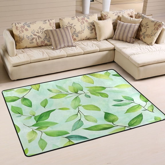 Branch with New Leaves Soft Polyester Area Rug 36''x24'', Non Slip, Memory Foam, Water Absorbent