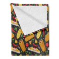 thumbnail image 2 of Mexican Soft Flannel Fleece Blanket, Latin Dish with Tortilla Tacos Corns Burrito Chili Nachos Veggies Red Cook Graphic, Cozy Plush for Indoor and Outdoor Use, 60" x 80", Multicolor, by Ambesonne, 2 of 5