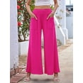 thumbnail image 4 of Pantalones de Mujer con Cintura Elástica, Estilo Informal, Holgados, de Pierna y Bolsillos. Rosa Roja XL, 4 of 7
