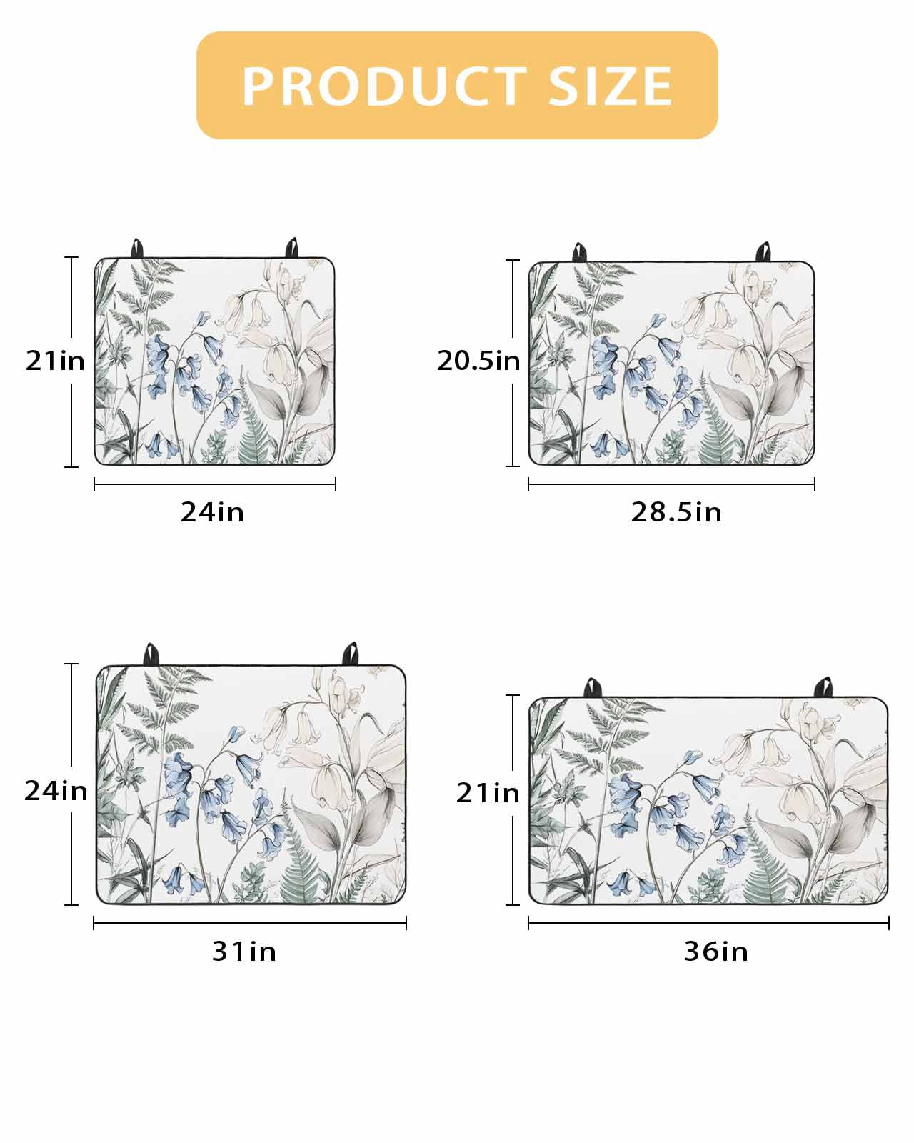 nqOlkjepod Large Induction Cooktop Protector Mat 36"x21", Blue Beige Floral Stove Top Covers for Electric Stove, Farmhouse Botanical Decorative Stove Burner Cover Mats, Glass Top Stove Cover