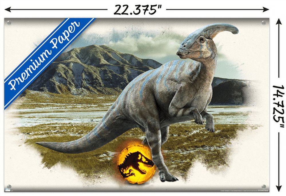 Jurassic World: Dominion - Parasaurolophus Focal Wall Poster with Push Pins, 14.725" x 22.375"