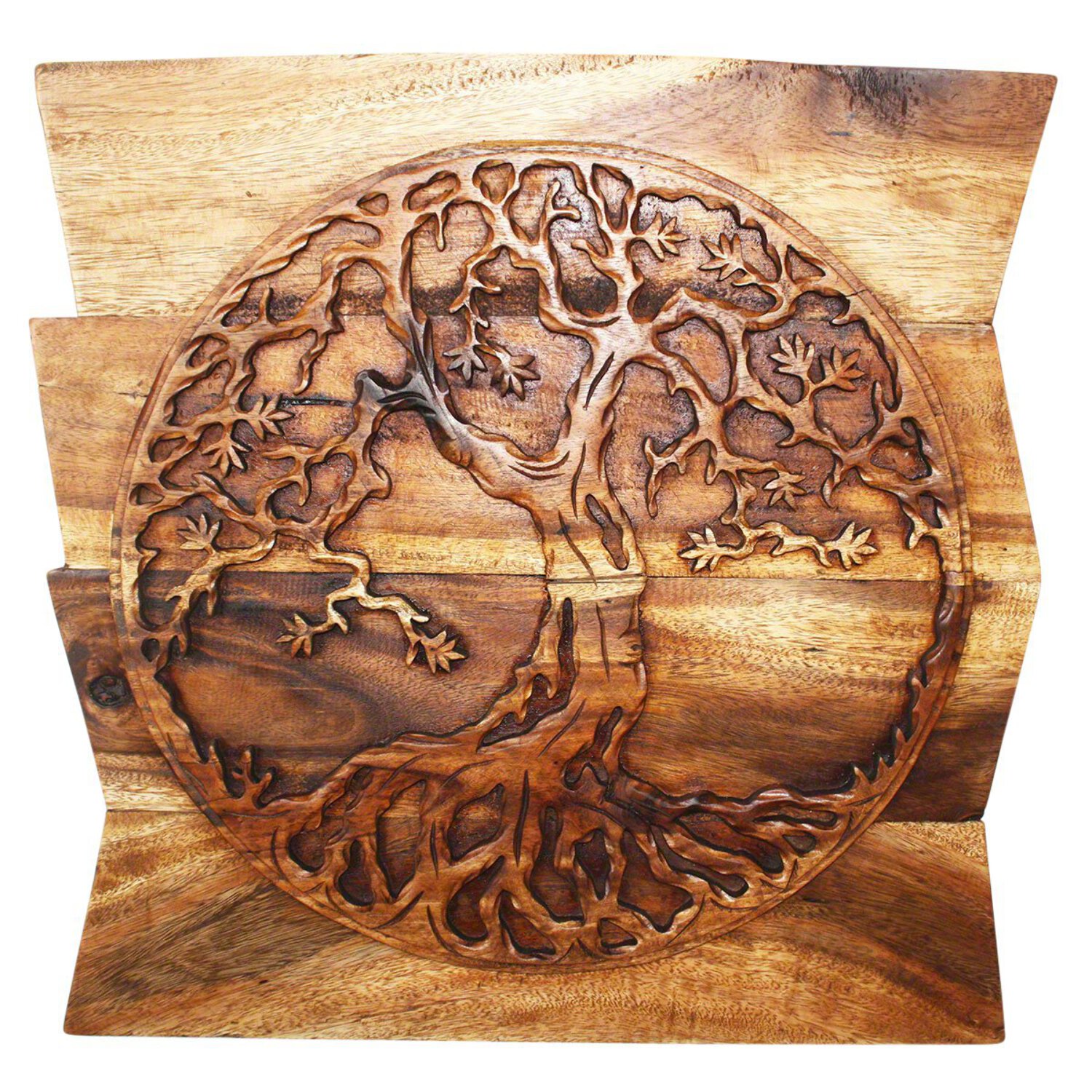 Haussmann® Wood Tree of Life Round on Uneven Boards 24 x 24 in Walnut - image 2 of 2
