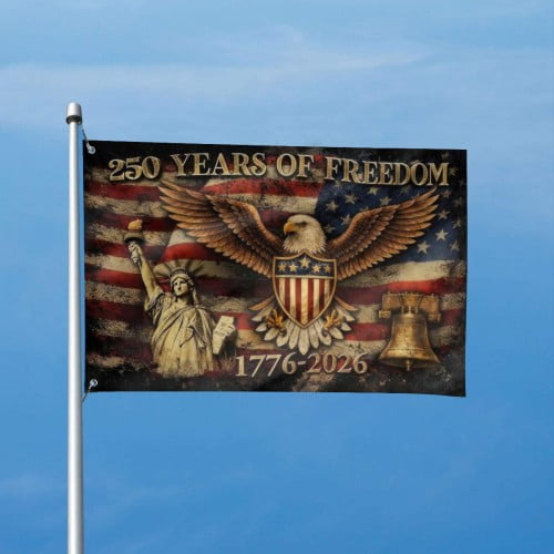 USA 250th Anniversary Flag Double-Sided 4x6 Ft American Independence 1776–2026 Celebration Flag 250 Years Birthday Patriotic Banner for Indoor Outdoor Decor