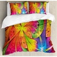 thumbnail image 3 of Fractal Duvet Cover Set Twin Size, Vibrant Rainbow Colored Floral Pattern with Vivid Contrast Curved Leaves Artisan Print, Decorative 2 Piece Bedding Set with 1 Pillow Sham, Multi, by Ambesonne, 3 of 3