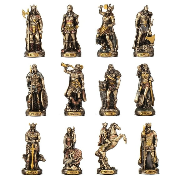 Veronese Design Norse Gods Resin Figurines Hand Painted Bronzed Statue