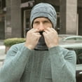 thumbnail image 3 of SPRING PARK 2Pcs/Set Men Winter Knitted Outdoor Soft Plush Lining Beanie Hat Cap + Scarf Neck Warmer Set, 3 of 4