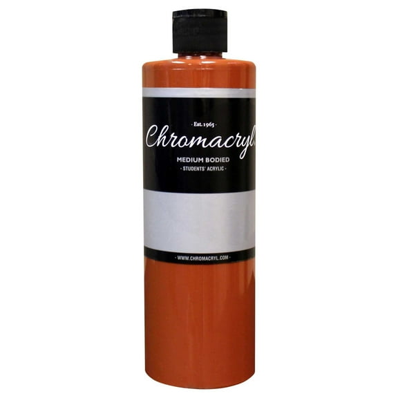 Chromacryl Premium Students Acrylic Paint, 1 pt Bottle, Burnt Sienna