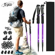 Rongsi Nordic Walking Trekking Poles - 2 Sticks with Anti-Shock and Quick Lock System, Telescopic, Collapsible for Hiking, Camping, Mountaineering, Backpacking, Walking, Trekking