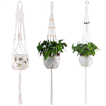 3Pcs Pot Holder Macrame Plant Hanger Hanging Planter Basket  Casewin Versatile style macrame plant hanger for green landscaping  horticulture landscaping  office plant  hotels  balconies  gardens