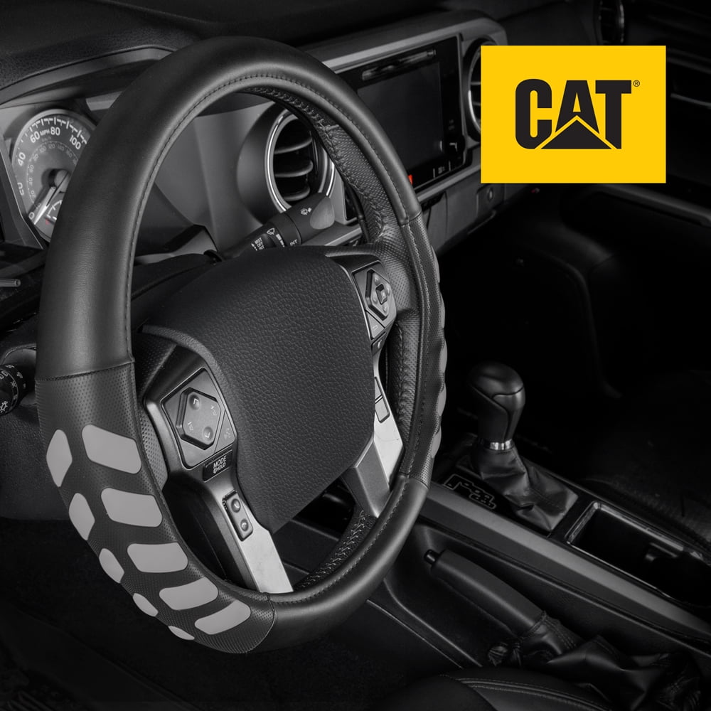 Caterpillar Ultra Sports Grip Leather Steering Wheel Cover Strong, Durable Protection for