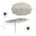 thumbnail image 4 of Costway 15FT Twin Patio Double-Sided Umbrella 48 Solar LED Lights Crank Outdoor Beige, 4 of 10