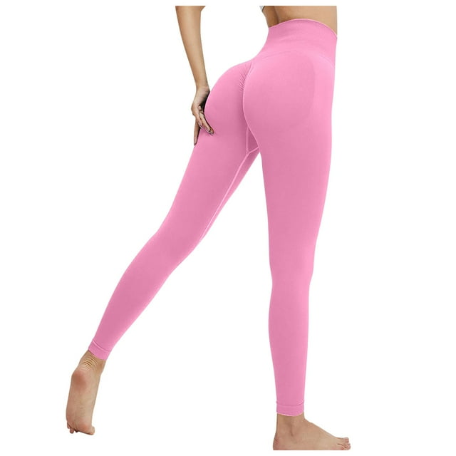 Pantalones de yoga sin costuras para mujer, color melocotón, de nylon y spandex, de cintura alta, para fitness, running, yoga y uso diario