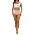 thumbnail image 2 of INSPIRE CHIC Women's High Waist Underwear Tummy Control Comfortable Lace Trim Ribbed Panties, 2 of 4