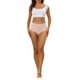 thumbnail image 2 of INSPIRAR CHIC Ropa interior de mujer de talle alto para el Día de la Madre, control de abdomen, cómoda, con encaje, bragas de canalé, color beige medio y rosa, 2 of 4