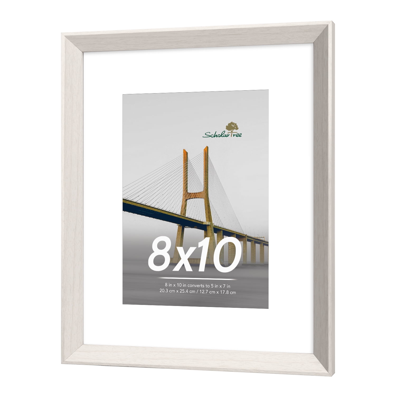 Scholartree 5 PACK 8x10 Wooden Picture Frames, 8x10 Matted to 5x7 Tabletop Picture Frame, White