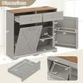 thumbnail image 3 of Gymax Tilt Out Trash Can Cabinet w/ Outlets 2 Drawers Adjustable Shelf Anti-Tipping Kit Gray & Walnut, 3 of 10