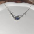 thumbnail image 3 of Pulsera Star Girl de diseño único, pulsera de lujo con dije de piedra lunar de planeta azul, cadena de plata de 9,65 pulgadas, 3 of 5