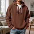 thumbnail image 2 of Bainana Half Zip Hoodies For Men Long Sleeve Fashion Hoody Solid Color Hooded Tops Workout Wear Fall Outfit Size L, 2 of 4