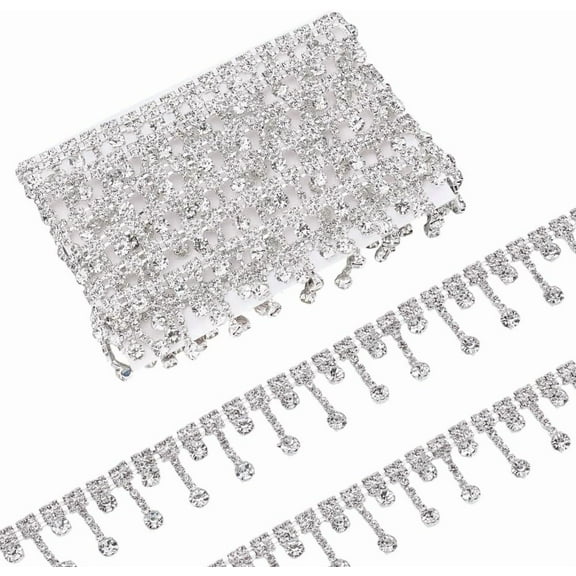 2 Yards Rhinestone Tassels Chains Rhinestone Fringe Trim Bling Rhinestone Beaded Ribbon Rhinestone Embellishments for Wedding Party Clothing Accessories