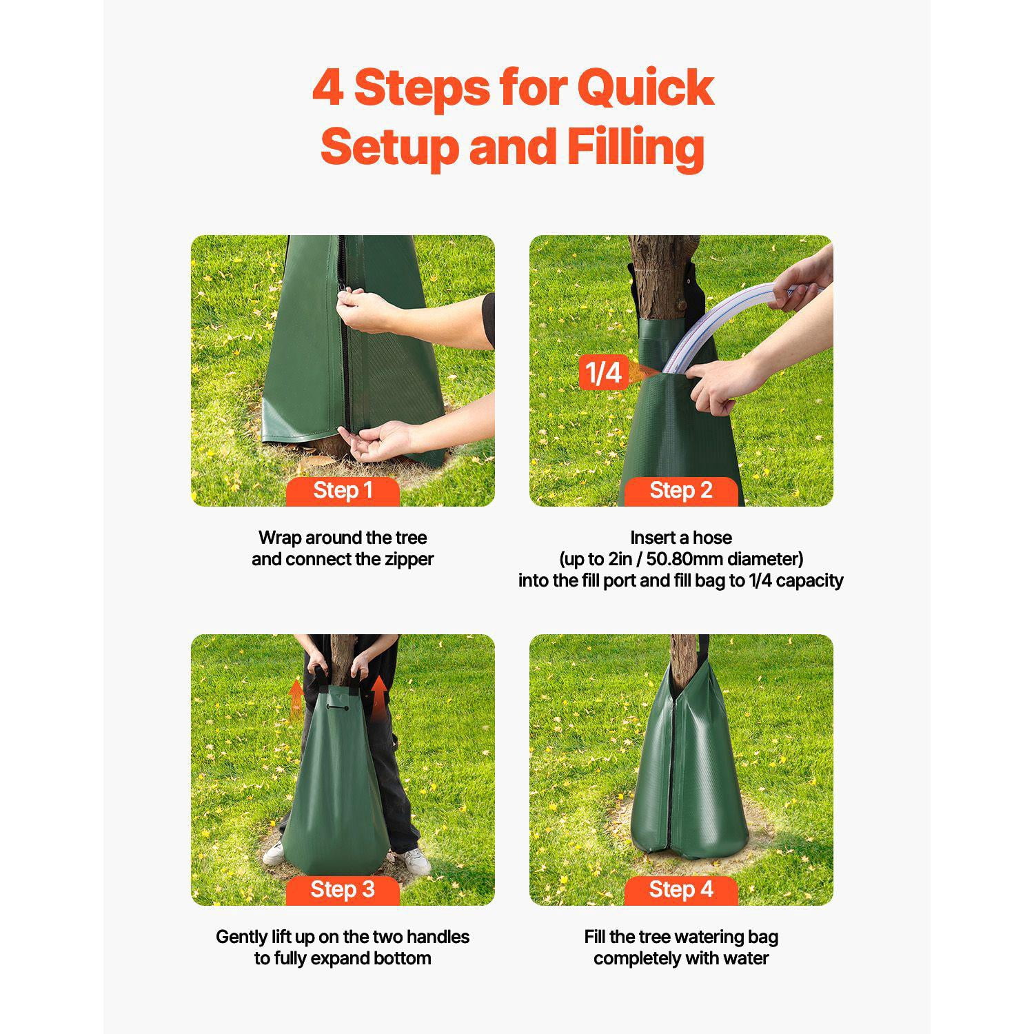 Tree Watering Bag 3 Pack 20 Gallon Slow Release Drip Irrigation System 5-9 Hours Refillable Zipper Deep Root Targeting Durable