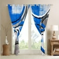 thumbnail image 4 of Navy Blue Watercolor Curtains & Drapes Abstract Swirl 30%-50% Blackout Curtains, Aesthetic Grunge Curtains Geometric Circles Black Out Curtains, White Grey Tie Dye Window Drapes, 4 of 6