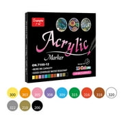Herrnalise 12 Premium Acrylic Paint Marker Pens, Double Pack of Both Extra Fine and Medium Tip, for Rock Painting, Mug, Ceramic, Glass, Wood, Fabric Painting, Canvas,Metal,Water Based Quick Dry