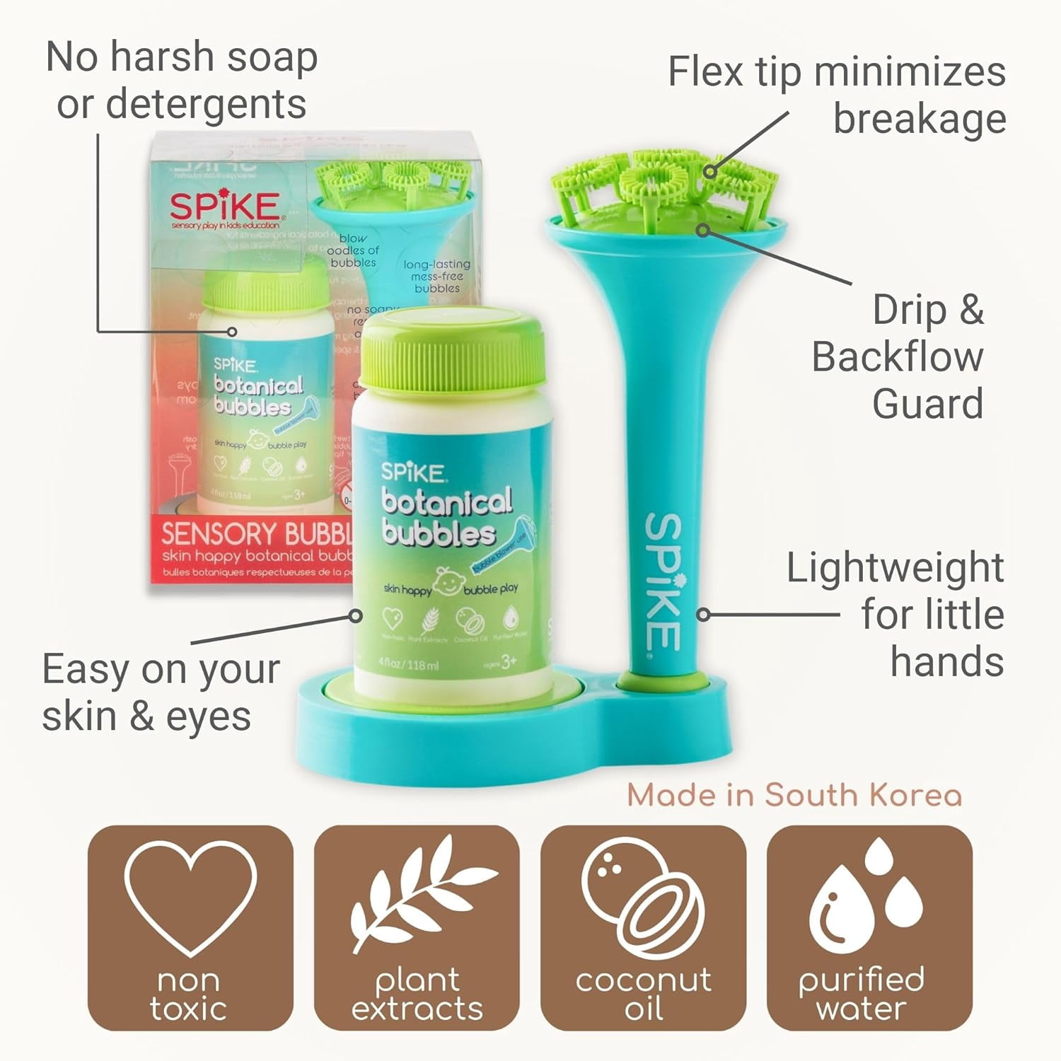 Innobaby Bubble Blower with Mess Free Botanical Bubbles and Dipping Tray - Magic Wand Blows Oodles of Bubbles Without The Mess - Recommended for Speech, Visual & Motor Development