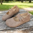 thumbnail image 6 of Khaki Feminine Fashionable Casual Versatile Solid Color Comfortable Round Toe Low Cut Double Buckle Flat Shoes For Outdoor Use, 6 of 9