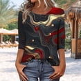 thumbnail image 4 of Ladies Tshirts Graphic Loose Fit Tops for Women 3/4 Length Sleeve Boat Neck Spandex Lounge Summer Fall Shirts 2026, 4 of 7
