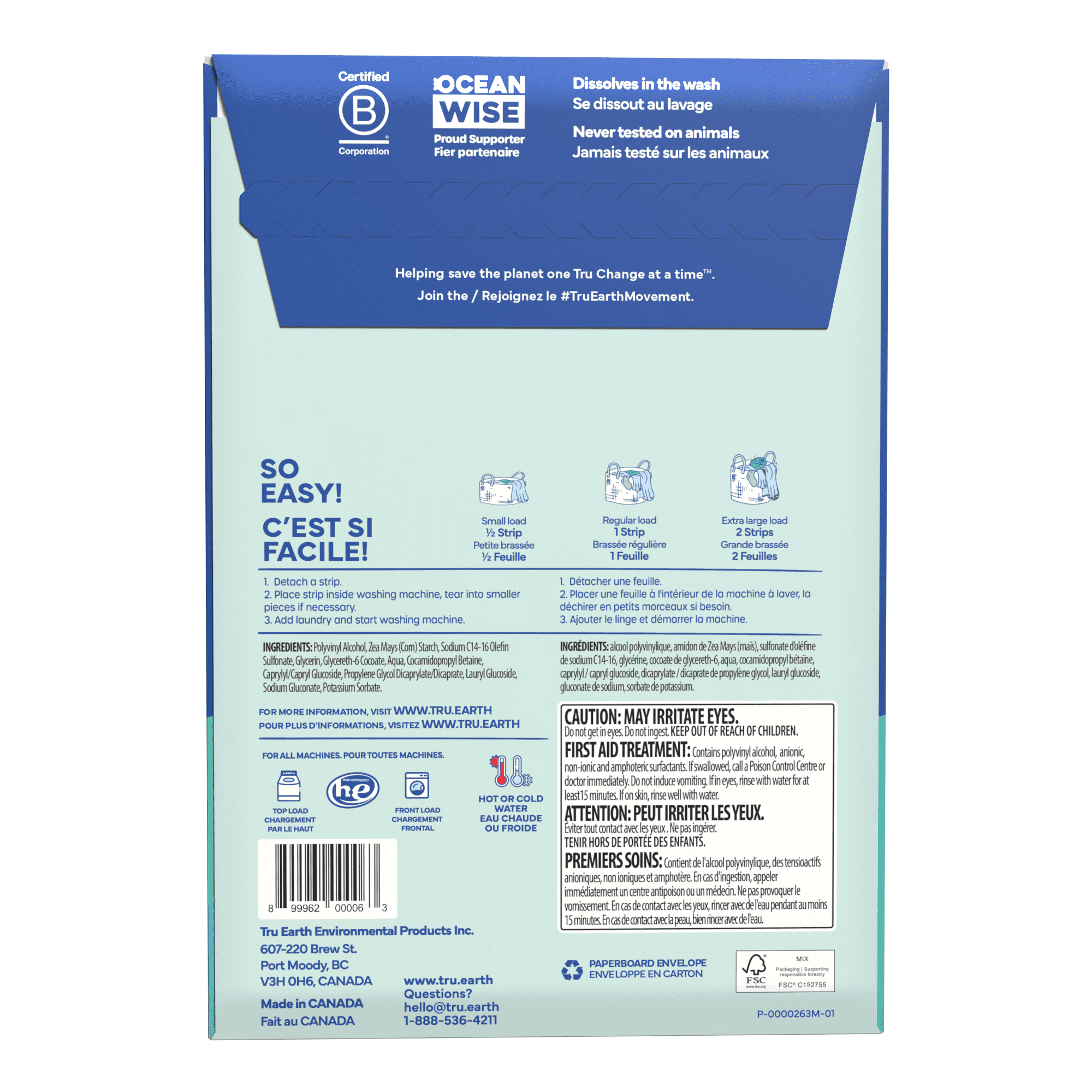 Tru Earth Laundry Detergent Sheets - 64 Strips - Fragrance Free