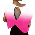 thumbnail image 2 of HWRETIE Women's V-Neck Yoga T-shirt Casual Gradient Short Sleeve Workout Top Hollow Design Fashion T-shirt for Gym Running or Daily Wear Hot Pink-1, 2 of 5