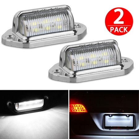 Chrome Led License Tag Light TSV One Pair 12v Truck Trailer Rv Aircraft LED License Plate Tag Light or Convenience Courtesy Door Step Lamp ()