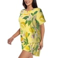 thumbnail image 2 of Naloa Lemon Women's Short-Sleeved Pajama Set, Loungewear, Summer pajamas, Breathable Cozy - XX-Large, 2 of 9
