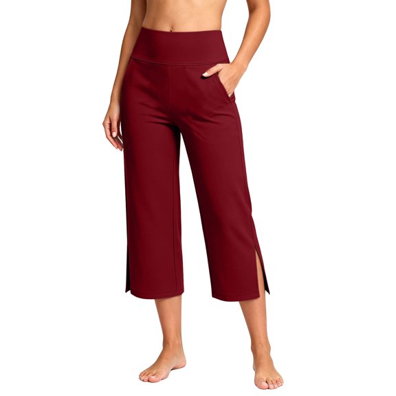 Women's Capri Pants Summer Loose Yoga Pants Comfy Workout 3/4 Pants with Pockets Casual Daily