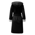 thumbnail image 4 of Womens Robe Hooded Sherpa Lined - Colorblock Long Plush Soft Luxury Bathrobe Fluffy Winter Loungewear, 4 of 5