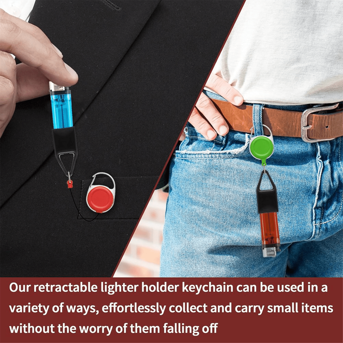 24Pcs 6 Colors Plastic Retractable Keychain Easy Release Buckle Lighter Holder Stretchable Lighter Case with Belt Clip