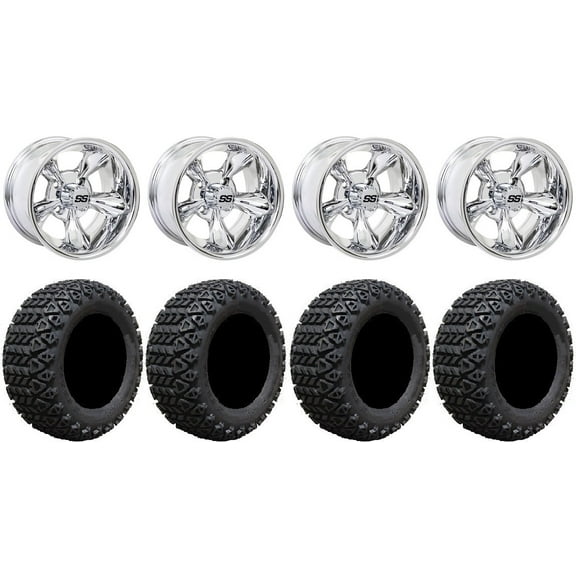 GTW Godfather 14" Golf Cart Wheels Chrome 23" X-Trail Tires Yamaha