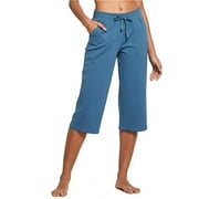 SySea Wide Leg Casual Pants Women Solid Elastic Waist Capris
