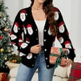 thumbnail image 2 of Arlun Christmas Cardigan Sweaters for Women Funny Santa Claus Pattern Button down Long Sleeve Outwear 2025 New Xmas Printed Open Front Loose Cozy Cardigan Coat Black L, 2 of 7