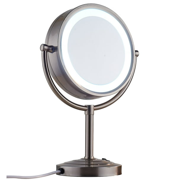 Cavoli 8 5 Inch Led Makeup Mirror 10x Magnification Two Sided Nickel Finish Com Cavoli 8 5 Inch Led Makeup Mirror 10x, Cavoli Wall Mounted Makeup Mirror With Led