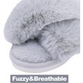 thumbnail image 3 of Women's Fuzzy Slippers Cross Band Memory Foam House Slippers Open Toe（Size：5-6）, 3 of 5