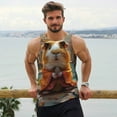 thumbnail image 6 of Zufioo Valley Meditating Guinea Pig Print Men's Vest, Sleeveless Quick-drying Muscle T-shirt, Suitable for Sports Fitness, Home Leisure Wear-Small, 6 of 7