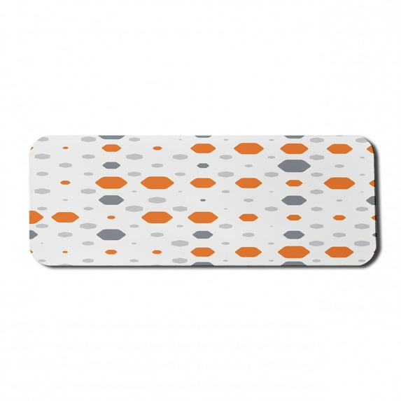 Geometric Computer Mouse Pad, Abstract Hexagon Pattern Modern Style Geometric Illustration Honeycomb, Rectangle Non-Slip Rubber Mousepad Large, 31" x 12", Orange Grey Pale Grey, by Ambesonne