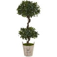 thumbnail image 1 of Nearly Natural 5842 4.5 ft. Sweet Bay Double Topiary Tree in Farmhouse Planter, 1 of 3