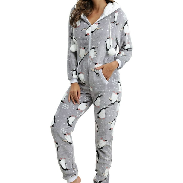 Pyjama d'hiver long pour femme en flanelle PINGOUIN